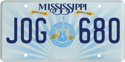 MS license plate JOG680