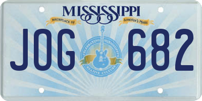 MS license plate JOG682