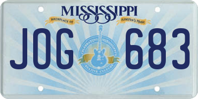 MS license plate JOG683