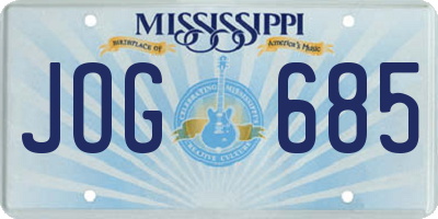 MS license plate JOG685