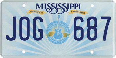 MS license plate JOG687