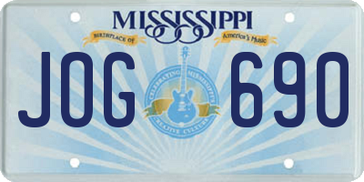 MS license plate JOG690