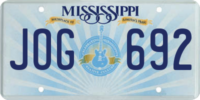 MS license plate JOG692