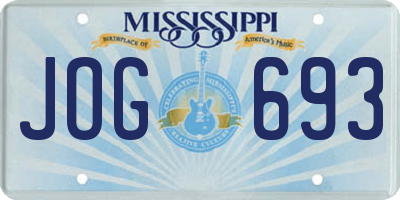 MS license plate JOG693