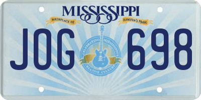 MS license plate JOG698
