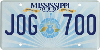MS license plate JOG700