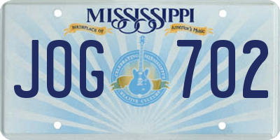 MS license plate JOG702