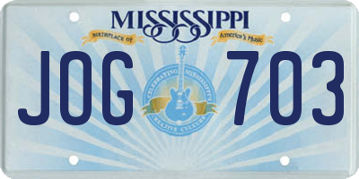 MS license plate JOG703