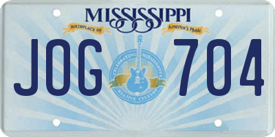 MS license plate JOG704