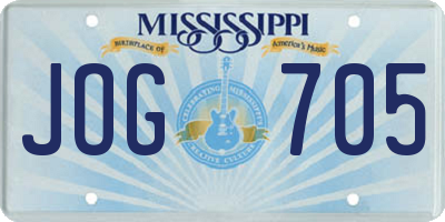 MS license plate JOG705