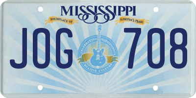 MS license plate JOG708