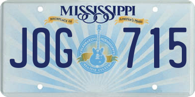MS license plate JOG715