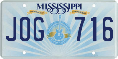 MS license plate JOG716