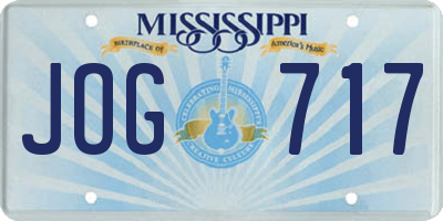 MS license plate JOG717