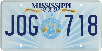 MS license plate JOG718