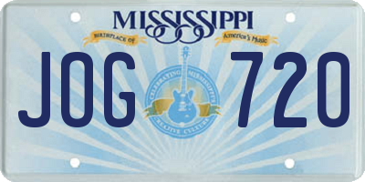 MS license plate JOG720