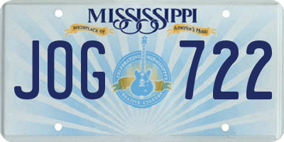 MS license plate JOG722