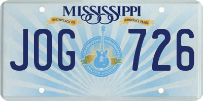 MS license plate JOG726