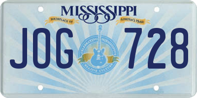 MS license plate JOG728