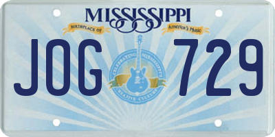 MS license plate JOG729