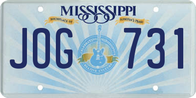MS license plate JOG731