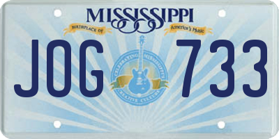MS license plate JOG733