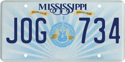 MS license plate JOG734