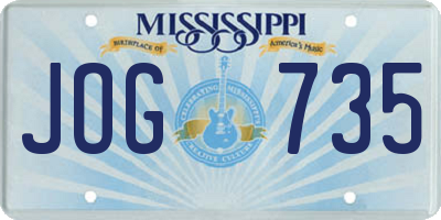 MS license plate JOG735