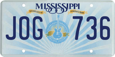 MS license plate JOG736
