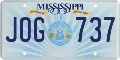 MS license plate JOG737