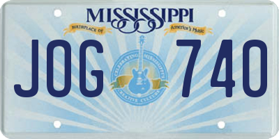 MS license plate JOG740