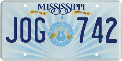 MS license plate JOG742