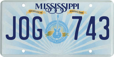 MS license plate JOG743