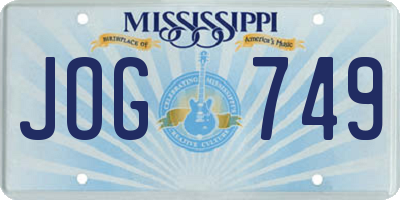 MS license plate JOG749