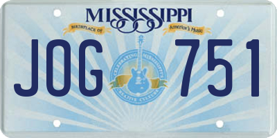 MS license plate JOG751