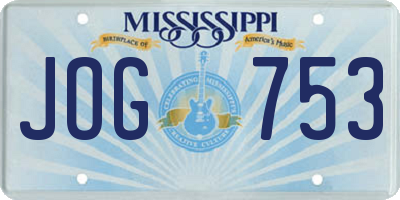MS license plate JOG753