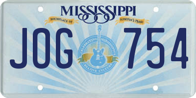 MS license plate JOG754