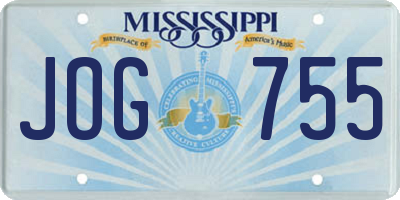 MS license plate JOG755