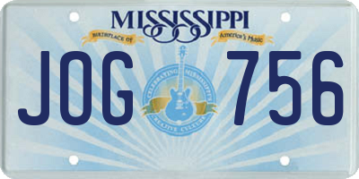 MS license plate JOG756