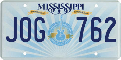 MS license plate JOG762