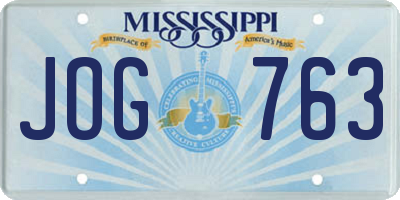 MS license plate JOG763