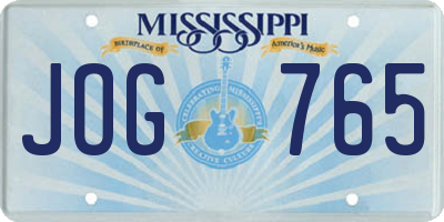 MS license plate JOG765