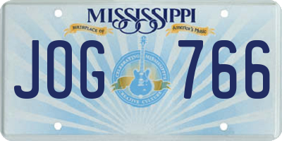 MS license plate JOG766