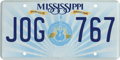 MS license plate JOG767