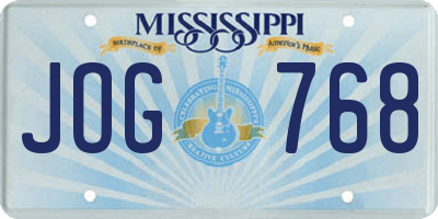 MS license plate JOG768