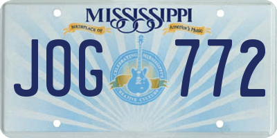 MS license plate JOG772