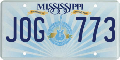 MS license plate JOG773