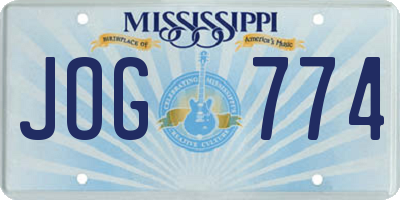 MS license plate JOG774