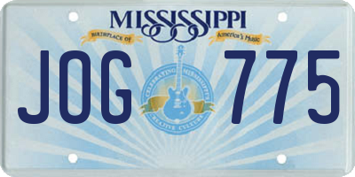 MS license plate JOG775
