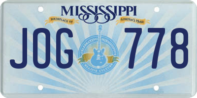 MS license plate JOG778